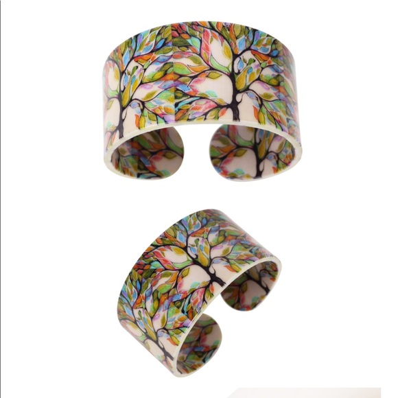 NEW Tree of Life Adjustable Acrylic Bangle Cuff - Picture 13 of 13